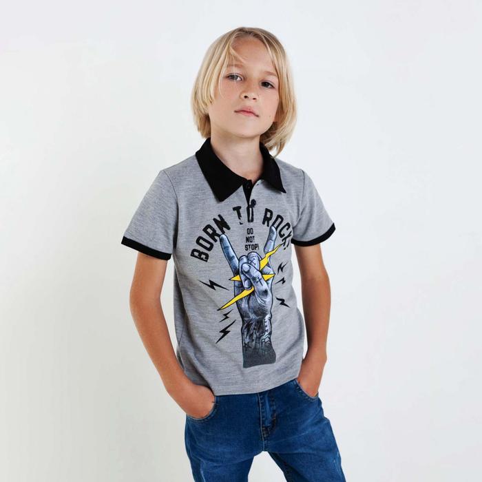 фото Футболка-поло для мальчика, цвет светло-серый, рост 116 см (6 лет) практик