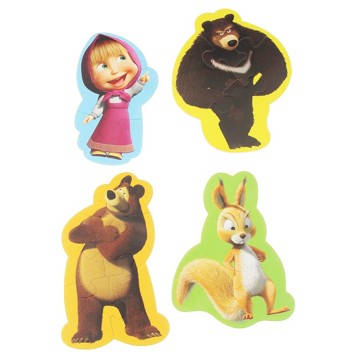 Мягкие пазлы "Маша и Медведь", 4 элемента