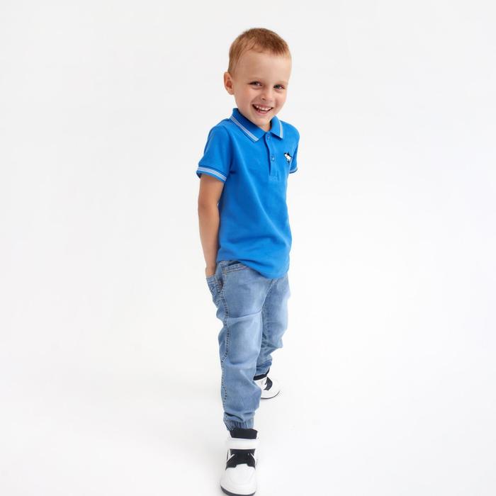фото Джинсы-джогеры для мальчика, цвет синий, рост 116 см msk-bear