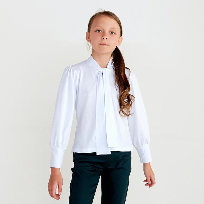 Школьная блузка для девочки, цвет белый, рост 146 см блузка школьная для девочки размер 146 арт 1s 124 цвет белый