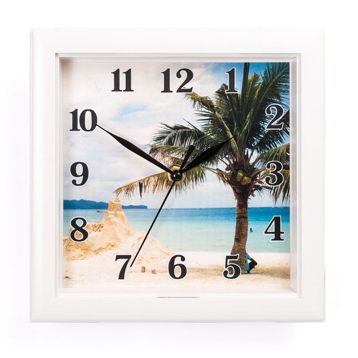 Часы настенные квадратные "Райский уголок", белые