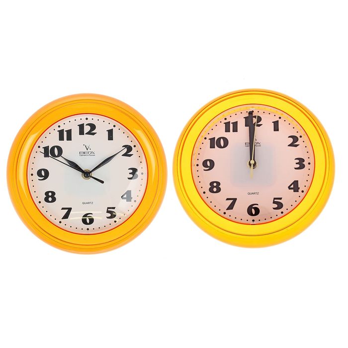 Часы настенные круглые "Настроение", d=22,5 см, оранжевые, микс