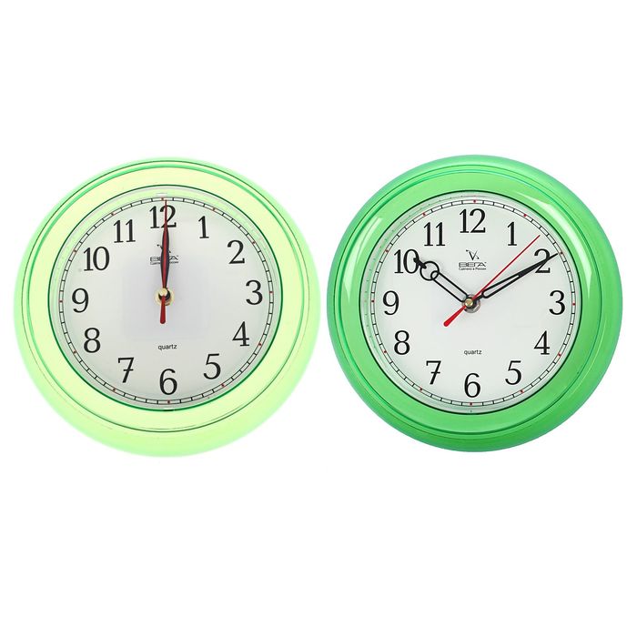 Часы настенные круглые мини "Свежий глоток", d=22,5 см, зелёные микс