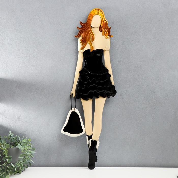 Сувенир полистоун настенный декор Девушка в маленьком чёрном платье 79,5х2,5х27 см