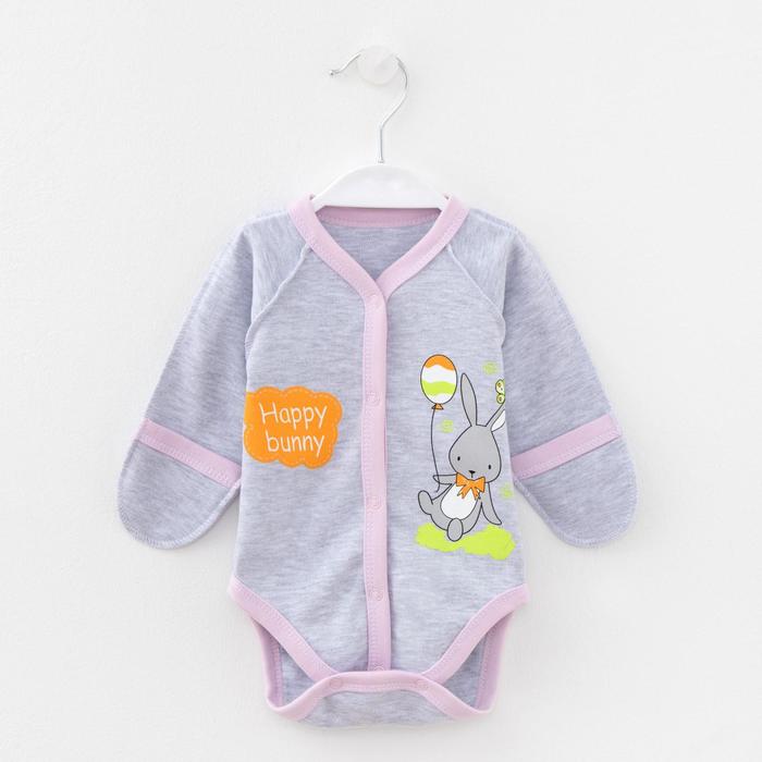 Боди «Зайки» с закрытыми ручками, цвет серый, рост 56 см