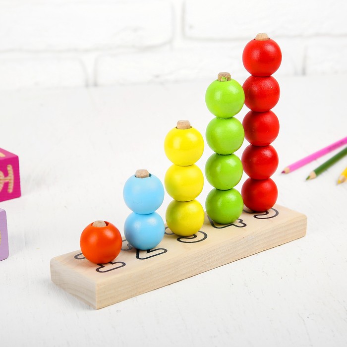 Пирамидка "Счёты", деревянные, 15 деталей