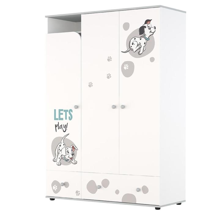 Шкаф трехсекционный Polini kids Disney baby «101 Далматинец», цвет белый-серый