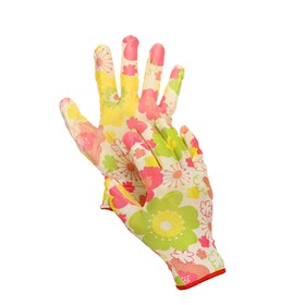 Перчатки нейлоновые, с нитриловым обливом, размер 9, «Цветок»