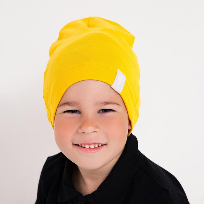 фото Шапка для мальчика, цвет горчица, размер 46-50 hoh loon