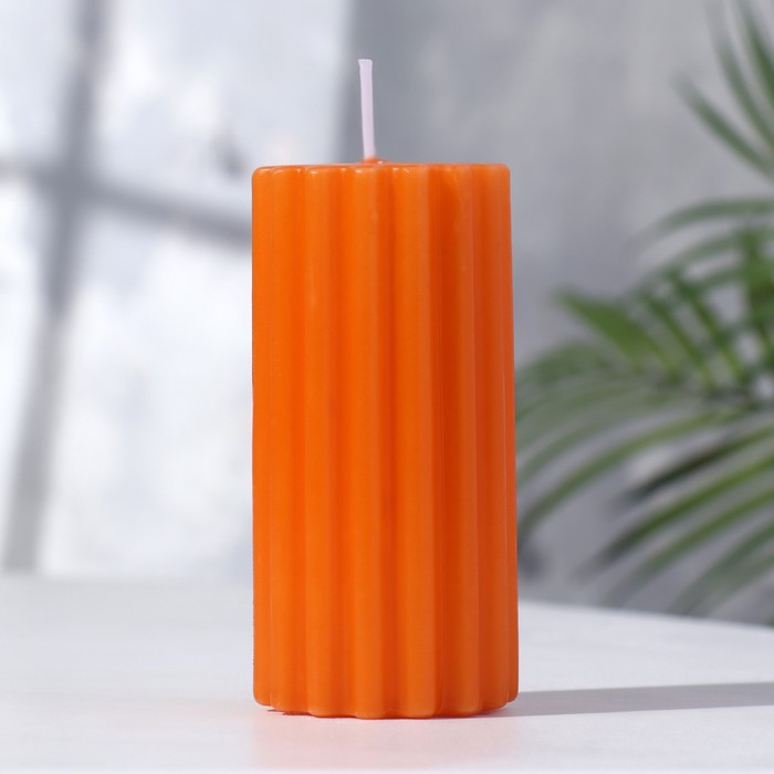 Свеча- цилиндр ароматическая Рельеф. Апельсин, 5х10 см свеча цилиндр ароматическая апельсин 6х12 5 см 35 ч 283 г оранжевая