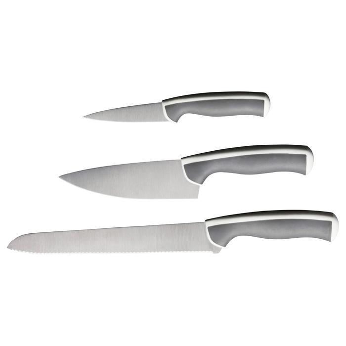 фото Набор ножей эндлиг, 3 шт, цвет светло-серый/белый ikea