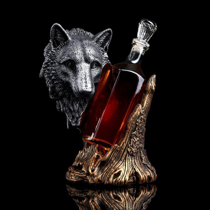 фото Статуэтка-подставка для бутылки "волк", цветная premium gips