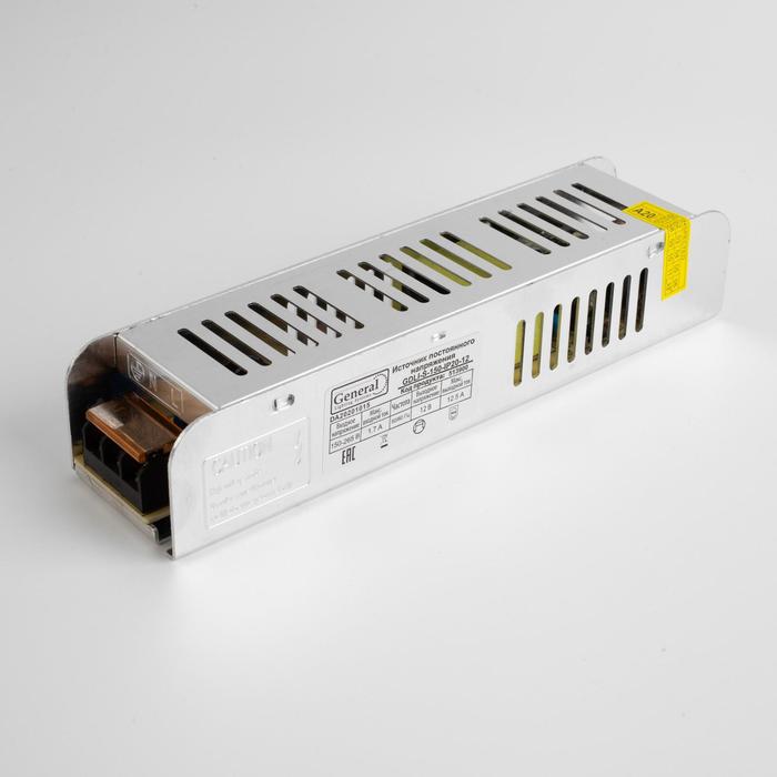 Блок питания для светодиодной ленты General, 150 Вт, 187х45х35 мм, 220-12 В, IP20