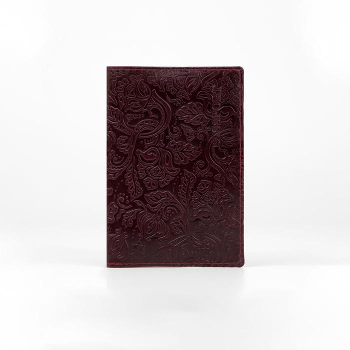 Обложка для паспорта, цвет бордовый, «Пионы»