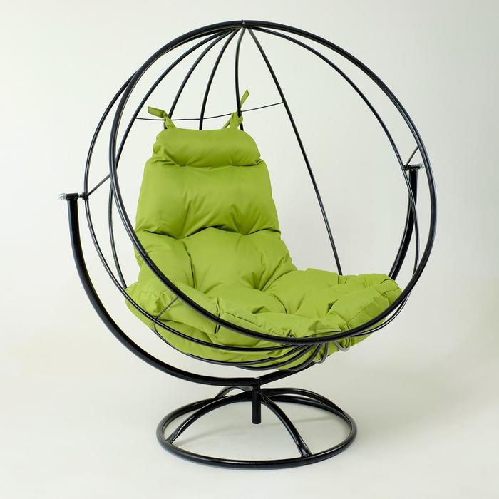 Вращающееся кресло "Круглое" с зелёной подушкой, 139х106х69см