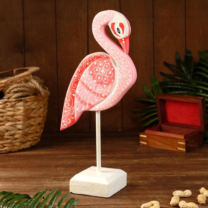 цена Сувенир Фламинго дерево, на подставке 20х10х40 см