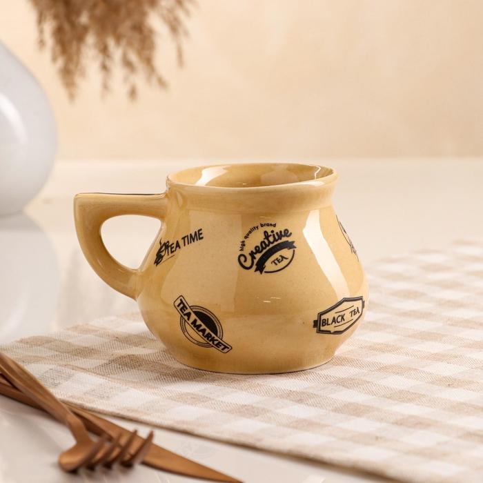фото Кружка "чай", песочная, глазурь, 0.3 л керамика ручной работы
