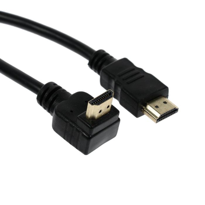 Кабель HDMI Cablexpert, HDMI(m)-HDMI(m), вер.1.4, 3 м, 19M/19M, угловой, черный переходник cablexpert a hdmi90 fml hdmi hdmi 19f 19m угловой соединитель 90 градусов золотые разъемы