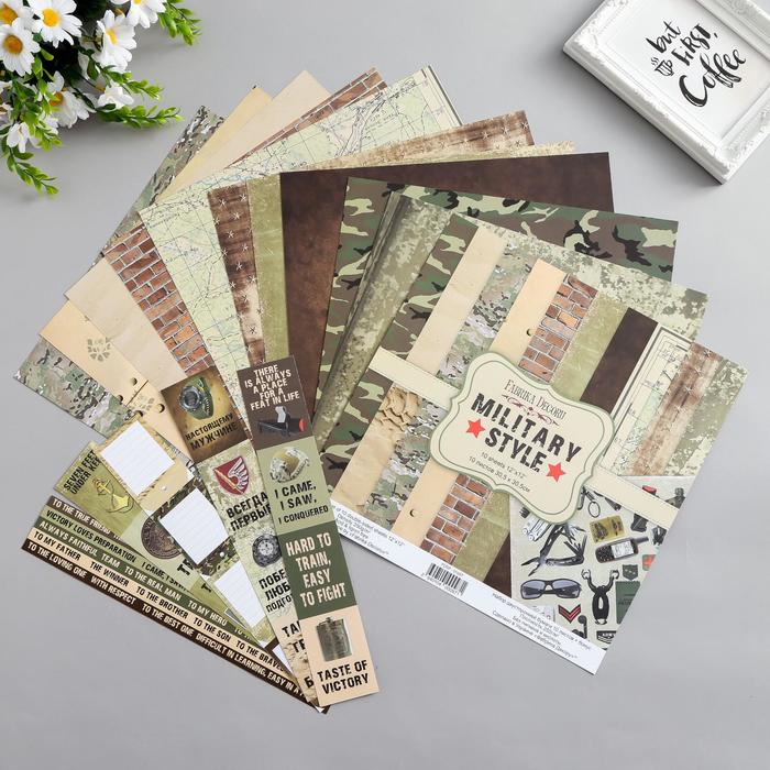 фото Набор бумаги для скрапбукинга "military style" 10 листов, 30,5х30,5 см fabrika decoru