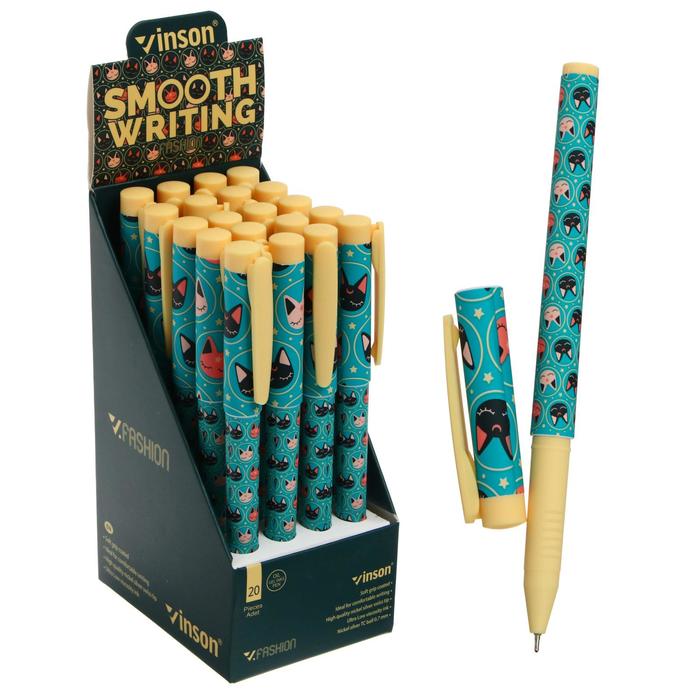 

Ручка шариковая 0,7 мм, цвет стержня синий, масляная,Vinson корпус софттач с рисунком (штрихкод на штуке)