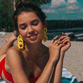 

Серьги металл "Цепь" диагональные звенья, цвет жёлтый