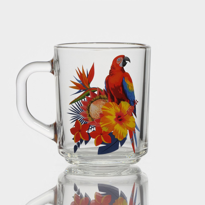 Кружка стеклянная «Тропические птицы», 200 мл, рисунок микс кружка стеклянная букетик 200 мл микс