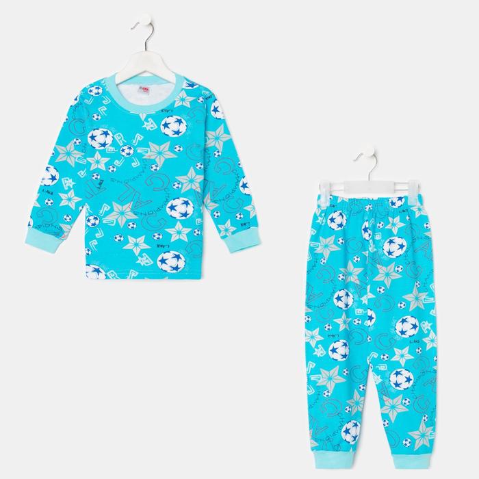 Пижама для мальчика, цвет голубой/футбол, рост 104 см