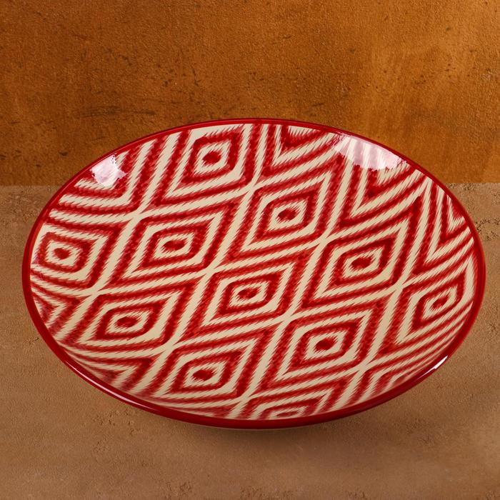 Ляган Риштанская Керамика Атлас, 31 см, красный