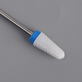 Фреза керамическая для маникюра «Конус», средняя нарезка, 6 × 13 мм, в пластиковом футляре, цвет белый