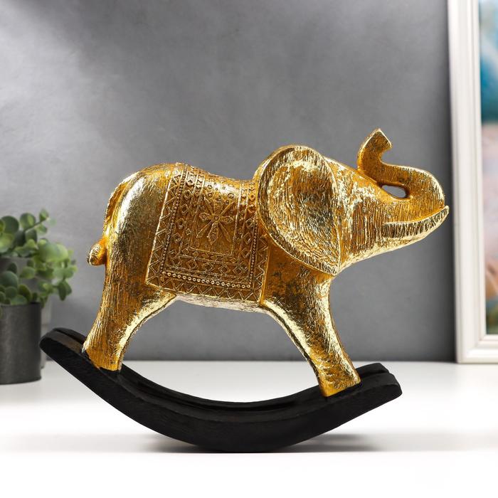 Сувенир полистоун Слон-качалка геометрические узоры золото 23х23х8,5 см