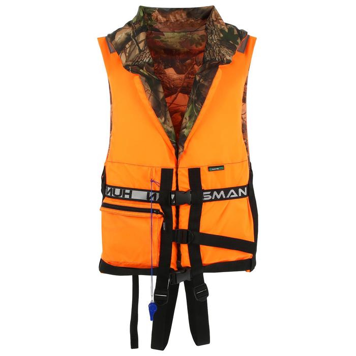 фото Жилет спасательный двухсторонний, цвет оранжевый/лес, размер 44-48/60 кг huntsman