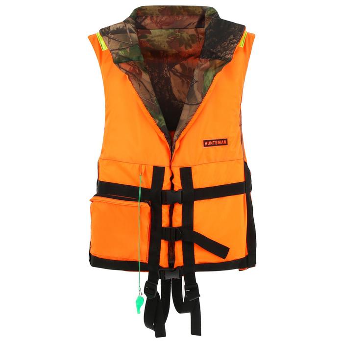 фото Жилет спасательный двухсторонний, цвет оранжевый/лес, размер 48-52/80 кг huntsman
