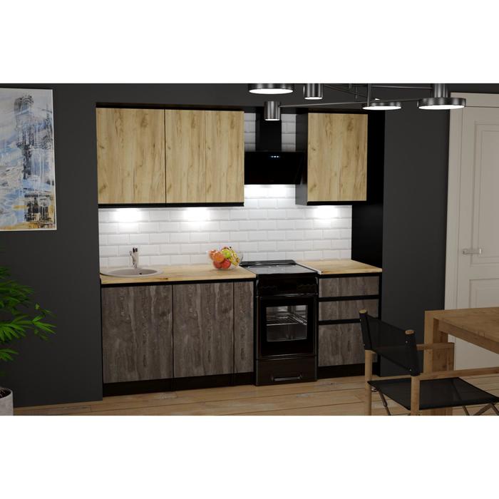 Кухонный гарнитур Адажио стандарт 1600х600 Дуб золотой,бетон темный/Венге 30536
