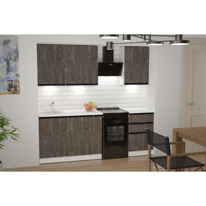 Кухонный гарнитур Ноктюрн стандарт 1600х600 Бетон темный/Белый кухонный гарнитур ноктюрн мега 2500х600 бетон темный белый