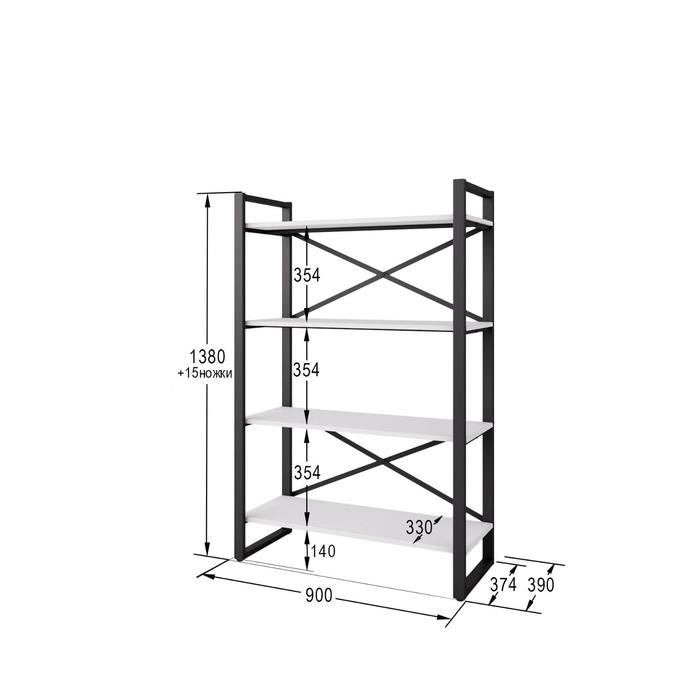 Стеллаж «Хардвиг М», 900 × 390 × 1395 мм, цвет белый