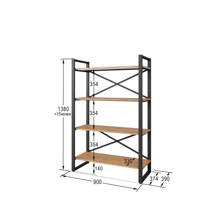 Стеллаж «Хардвиг М», 900 × 390 × 1395 мм, цвет дуб американский