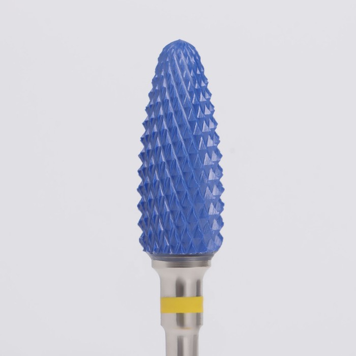 Фреза керамическая для маникюра «Кукуруза», супер мелкая нарезка, 6 × 15 мм, цвет синий