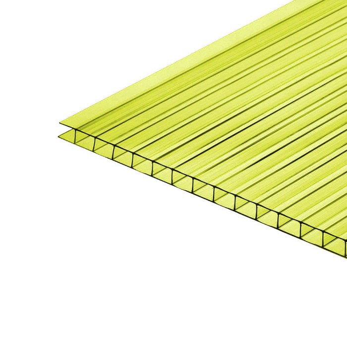Сотовый поликарбонат, 4 мм, 2.1 × 6 м, УФ, жёлтый
