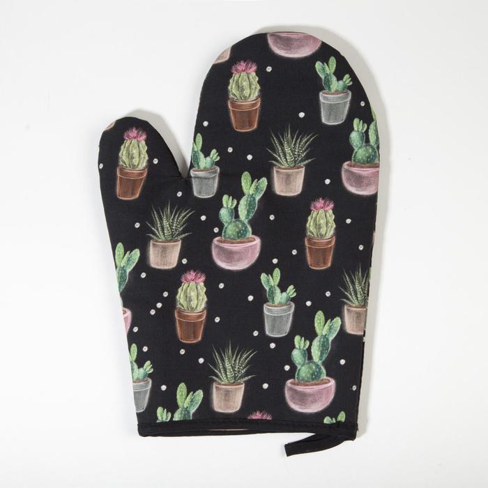 фото Набор кухонный этель "succulents" варежка-прихватка 20х27 см, прихватка 19х19 см, 100% хлопок