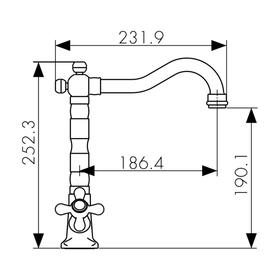 

Смеситель для кухни KAISER Carlson Style 44233-1 Br, двухвентильный, излив 232 мм, бронза
