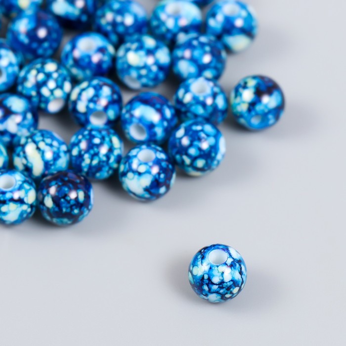 фото Бусины для творчества пластик "шарики шамот синий" набор 20 гр d=1 см арт узор