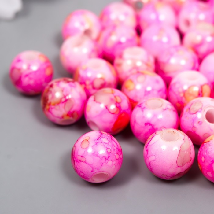фото Бусины для творчества пластик "шарики шамот розовый" набор 20 гр d=1 см арт узор