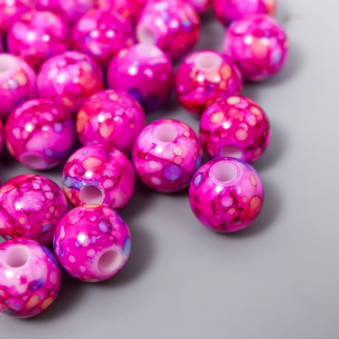 фото Бусины для творчества пластик "шарики шамот ярко-розовый" набор 20 гр d=1 см арт узор