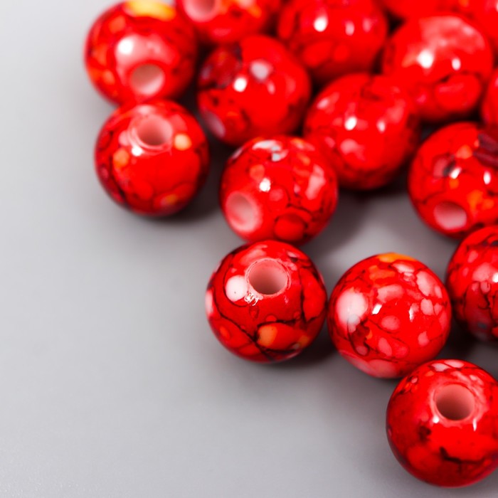 фото Бусины для творчества пластик "шарики шамот красный" набор 20 гр d=1 см арт узор