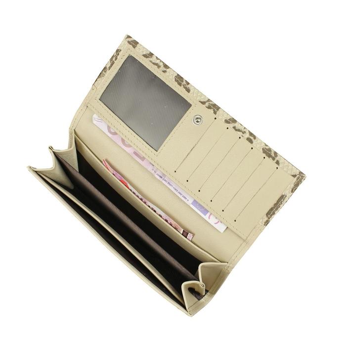 

Кошелек, клапан, 6 карманов, 1 отдел для мелочи, н/к бежевый питон/бежевый матовый