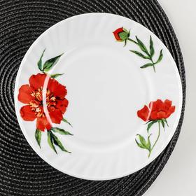 Тарелка десертная Доляна «Бархатная роза», d=20 см, цвет белый