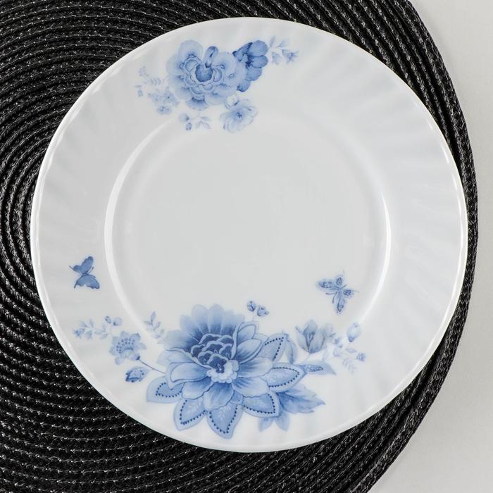 Тарелка десертная Доляна «Синий бриз», d=20 см, стеклокерамика, цвет белый тарелка керамическая десертная бриз d 20 см цвет синий