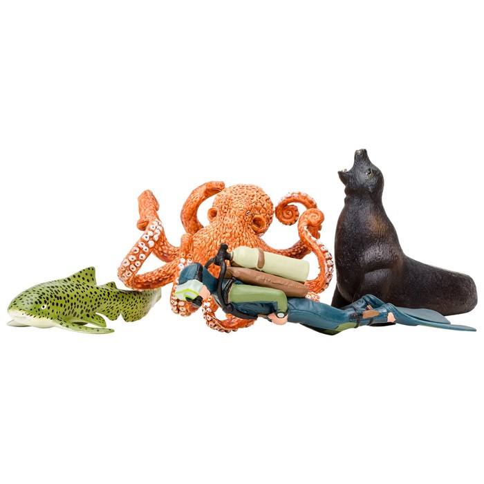 Набор фигурок «Мир морских животных», 4 фигурки набор морских животных хищники 3 штуки