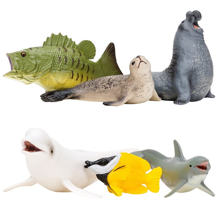 фото Набор фигурок: белуха, тюлень, дельфин, рыба-лиса, морской слон, окунь, 6 предметов masai mara