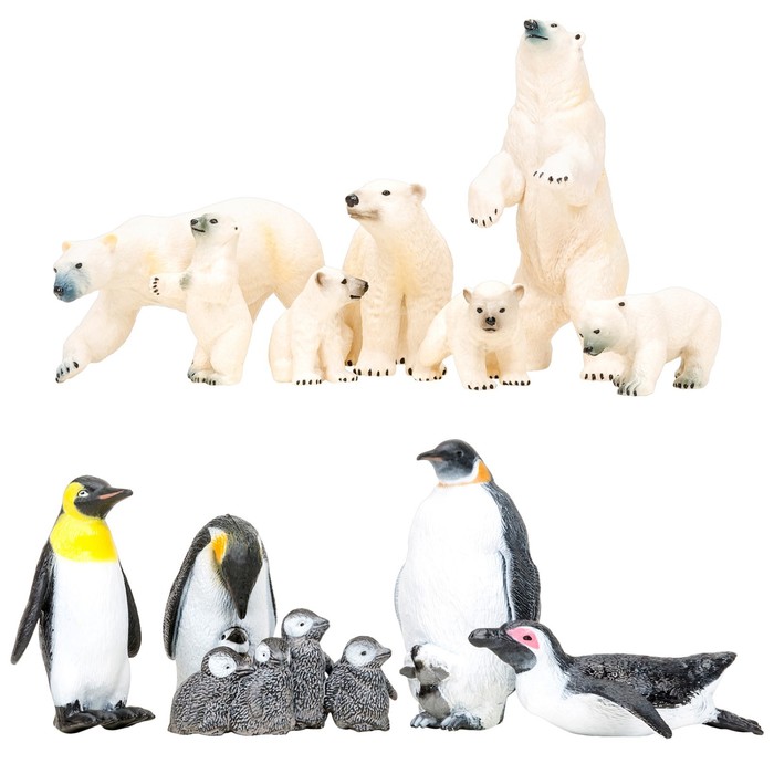 фото Набор фигурок: белые медведи, пингвины, 12 предметов masai mara